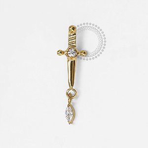 TN1666 Topo Espada Pingente Navete Titânio PVD Gold