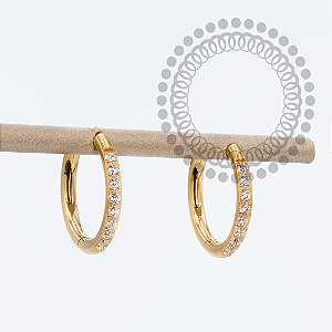 TN1668 Brinco Argola Cravejada 12mm Titânio PVD Gold