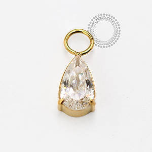 TN1693 Pingente Gota Cristal Titânio PVD Gold
