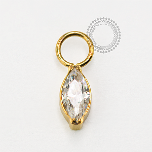 TN1696 Pingente Navete Titânio PVD Gold