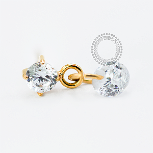 TN1711 Topo CZ Push Pin Pingente CZ  Titânio PVD Gold