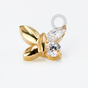 TN1715 Topo Borboleta CZ Navetes Titânio PVD Gold
