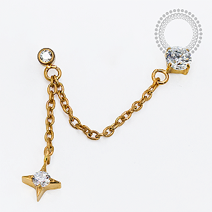 TN1722 Topo Duplo CZ Pingente Estrela Titânio PVD Gold