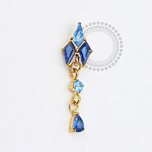 TN1744 Topo CZ Dark e Aqua Blue Titânio PVD Gold