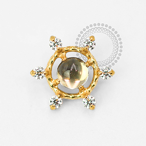 TN1748 Topo Sol Pedra Água-Marinha Titânio PVD Gold