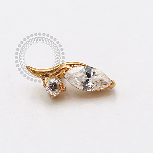 TN1758 Topo Tulipa CZ Modelo 2 Titânio PVD Gold