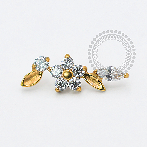 TN1768 Topo Cluster Flor CZ Central Titânio PVD Gold