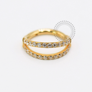 TN1787 Segmento Cravejado Duplo Aberto Titânio PVD Gold