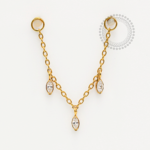 TN1819 Corrente 3 Navetes CZ Titânio PVD Gold