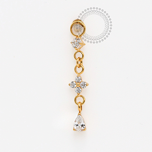 TN1822 Pingente Flor E Zircônia Gota Titânio PVD Gold