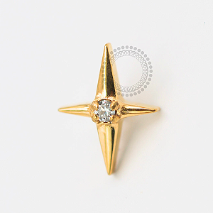 TN1843 Topo Estrela 4 Pontas CZ Titânio PVD Gold