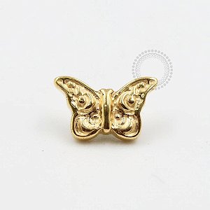 TN324 Topo Borboleta Asas Decoradas Titânio PVD Gold