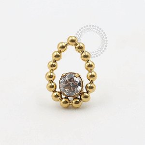 TN338 Topo Gota Esferas CZ Titânio PVD Gold