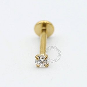 TN388 Labret Zircônia Push Pin Titânio PVD Gold