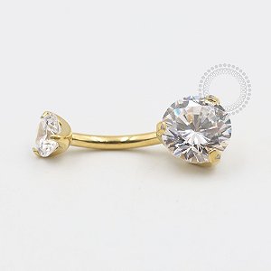 TN482 Navel Zirconia Cravada Titânio PVD Gold