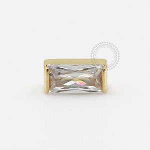 TN615 Topo Baguette CZ Titânio PVD Gold