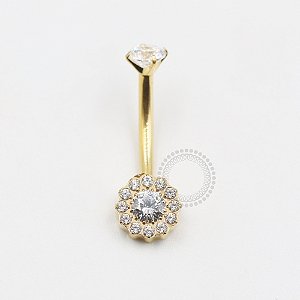 TN654 Navel Flor Zirconias Titanio PVD Gold