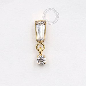 TN755 Topo Baguete e Pingente CZ Titânio PVD Gold