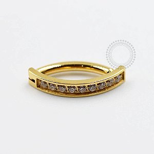 TN844 Navel Belly Clicker Cravejado Titânio PVD Gold