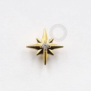 TN857 Topo Estrela 8 Pontas CZ Titânio PVD Gold