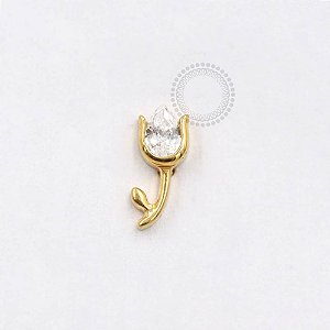 TN897 Topo Mini Tulipa CZ Titânio PVD Gold