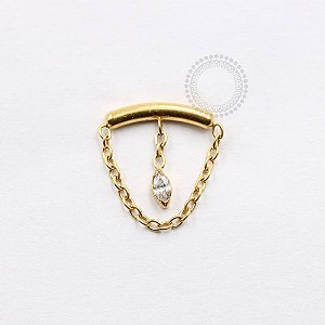 TN899 Topo Arco Pingente Corrente Navete Titânio PVD Gold