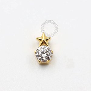 TN985 Topo Micro Estrela e CZ Titânio PVD Gold