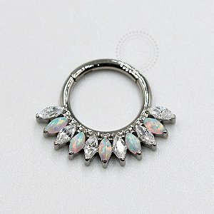 TN1129 Segmento 8mm Navetes CZ Opalas Titânio ASTM F136