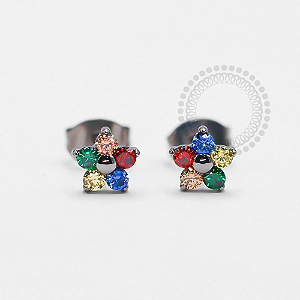 TN1262 Brinco Flor Rainbow Titânio ASTM F-136