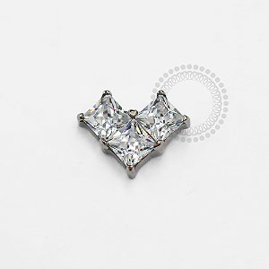 TN1272 Topo Coração Geométrico Zirconia Titânio ASTM F-136