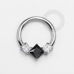 TN1312 Segmento 8mm CZ Cristal-Black Titânio ASTM F136