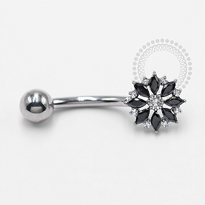 TN1328 Navel Flor CZ Black Titânio ASTM F-136