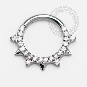 TN1356 Segmento Frontal 8mm CZ Spikes Titânio ASTM F136