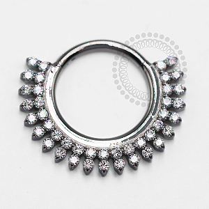 TN1388 Segmento Frontal CZ Brilhantes Titânio ASTM F-136