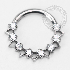 TN1415 Segmento 8mm CZ Triângulos Vazados Titânio ASTM F136