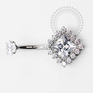 TN1450 Navel Losango Luxo CZ Titânio ASTM F-136