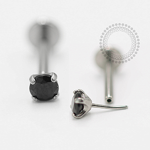 TN1462 Labret Push Pin Zircônia Black Titânio ASTM F-136