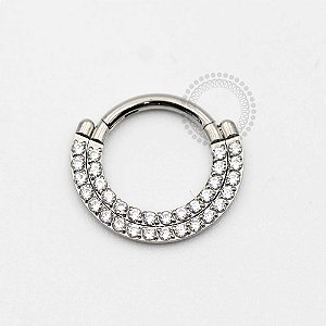 TN148 Segmento Frontal Cravejado Linha Dupla Titânio ASTM F136