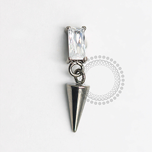 TN1570 Topo CZ Baguete Pingente Spike Titânio ASTM F-136