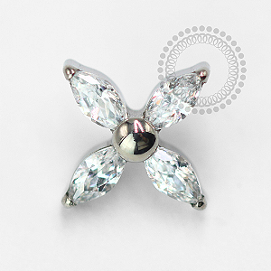 TN1576 Topo Flor 4 Pétalas Navetes Titânio ASTM F-136