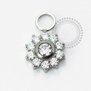 TN1635 Pingente Flor 10 Pétalas CZ Titanio ASTM F136