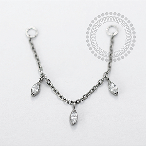 TN1648 Corrente 3 Navetes CZ Titanio ASTM F136