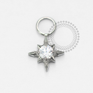 TN1651 Pingente Estrela do Norte  CZ Titanio ASTM F 136