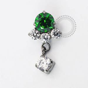 TN1665 Topo CZ Verde Pingente CZ Titânio ASTM F136