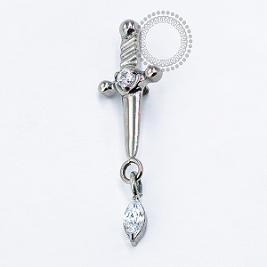 TN1678 Topo Espada Pingente Navete Titânio ASTM F-136