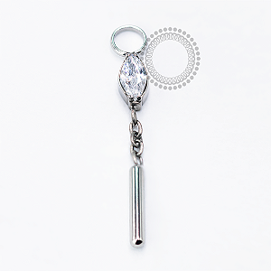 TN1680 Pingente Navete CZ com Barra Titânio ASTM F-136