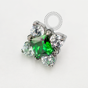 TN1688 Topo Flor Cristal E Esmeralda Titânio ASTM F-136