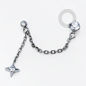 TN1702 Topo Duplo CZ Pingente Estrela Titânio ASTM F136