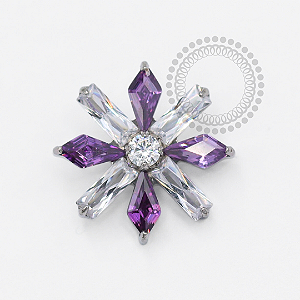 TN1764 Topo Big Flor CZ Cristal e Ametista Titânio ASTM F-136