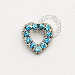 TN1775 Topo Coração Cravejado Azul Titânio ASTM F-136